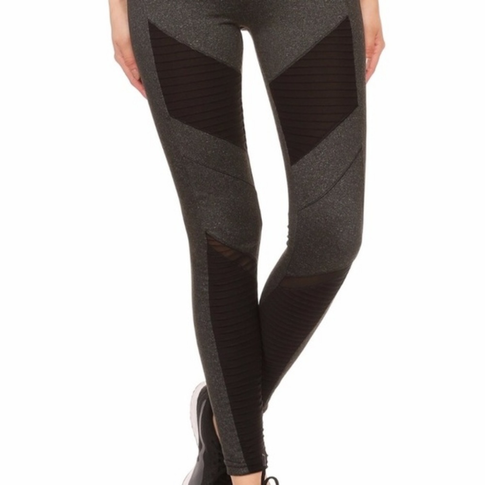 Athleisure Moto Comfy Style Leggings Grey & Black - Picture 6 of 7
